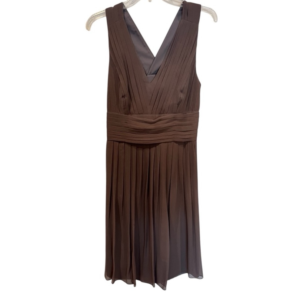 Ann Taylor new with tags silk gray brown pleated sleeveless Elegant Dress size 6